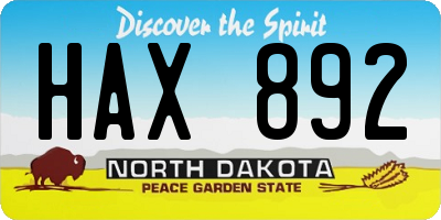 ND license plate HAX892