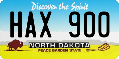 ND license plate HAX900