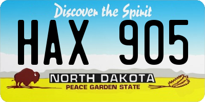 ND license plate HAX905