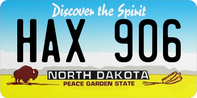 ND license plate HAX906