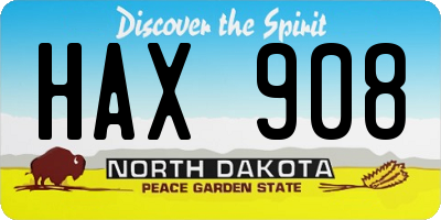 ND license plate HAX908