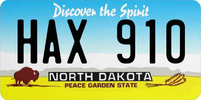 ND license plate HAX910