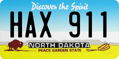 ND license plate HAX911