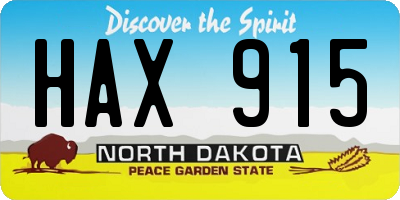 ND license plate HAX915