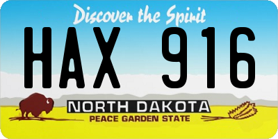 ND license plate HAX916