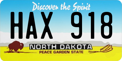 ND license plate HAX918