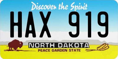 ND license plate HAX919