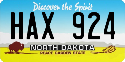 ND license plate HAX924