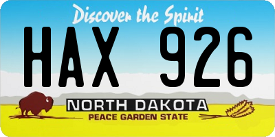 ND license plate HAX926