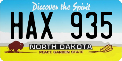 ND license plate HAX935