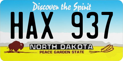 ND license plate HAX937