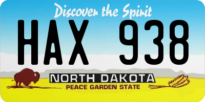 ND license plate HAX938