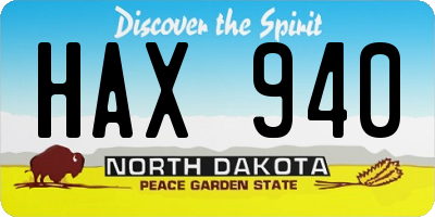 ND license plate HAX940