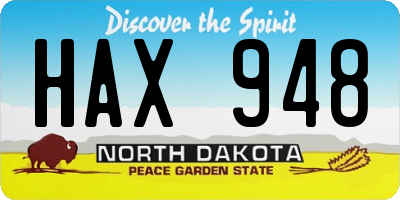 ND license plate HAX948