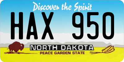 ND license plate HAX950