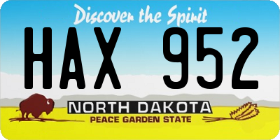 ND license plate HAX952