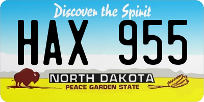 ND license plate HAX955