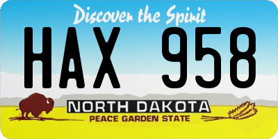 ND license plate HAX958