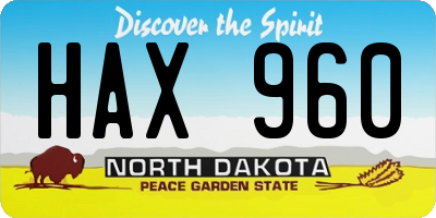 ND license plate HAX960