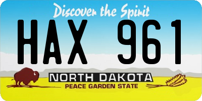 ND license plate HAX961