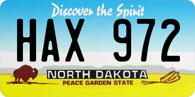 ND license plate HAX972