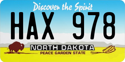 ND license plate HAX978