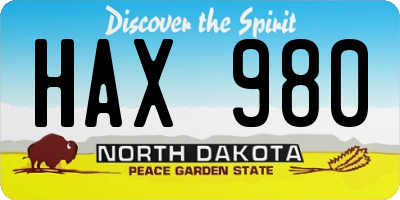 ND license plate HAX980