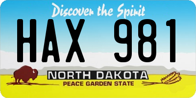 ND license plate HAX981