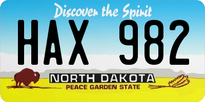 ND license plate HAX982