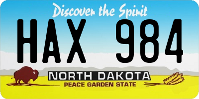 ND license plate HAX984