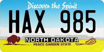 ND license plate HAX985