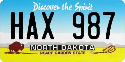 ND license plate HAX987