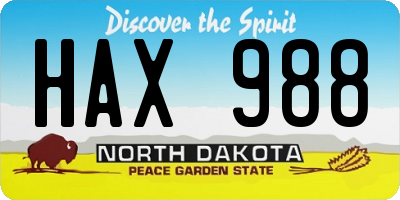 ND license plate HAX988