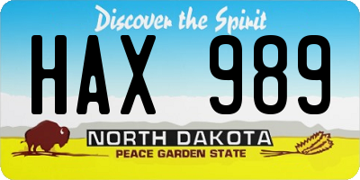 ND license plate HAX989