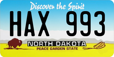 ND license plate HAX993