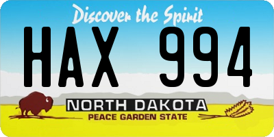 ND license plate HAX994