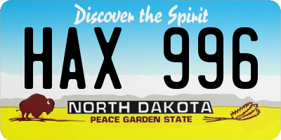 ND license plate HAX996