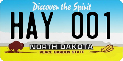 ND license plate HAY001