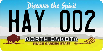ND license plate HAY002