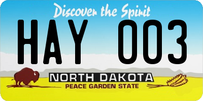 ND license plate HAY003
