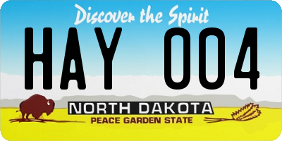 ND license plate HAY004