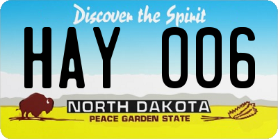 ND license plate HAY006