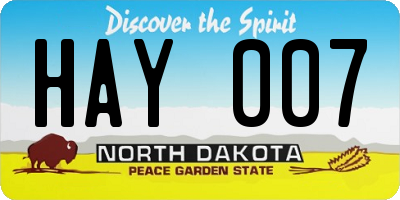 ND license plate HAY007