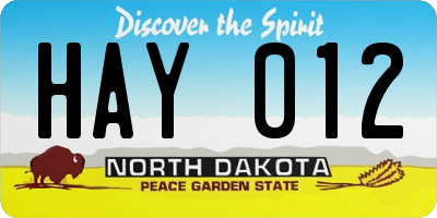 ND license plate HAY012