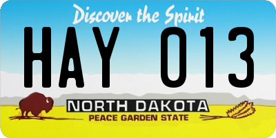 ND license plate HAY013
