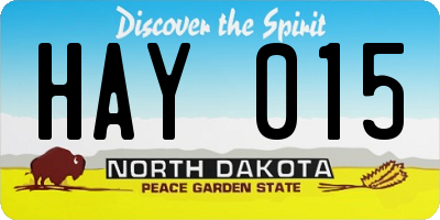 ND license plate HAY015