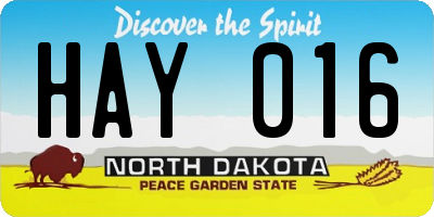 ND license plate HAY016