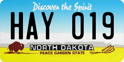 ND license plate HAY019