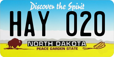 ND license plate HAY020