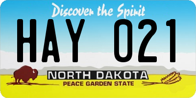 ND license plate HAY021